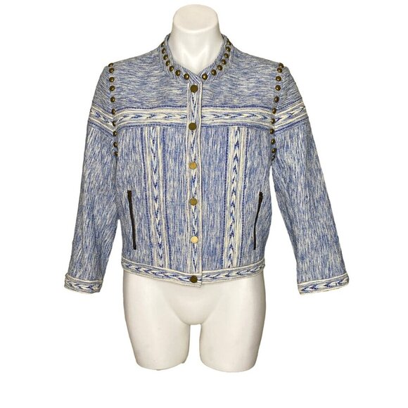 Rebecca Minkoff NWT $328 Blue Denim Studded Enabel Jacket, Women's Size 10 - Picture 2 of 13